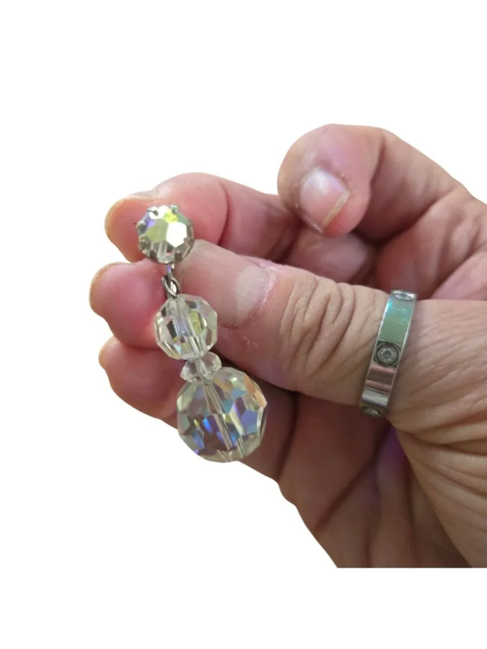 Mid Century Vintage Aurora Borealis Crystal Brooch Earring Set
